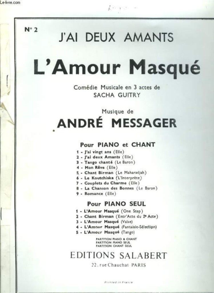 J'Ai Vingt Ans ! Varioustes (Cht-Pno
